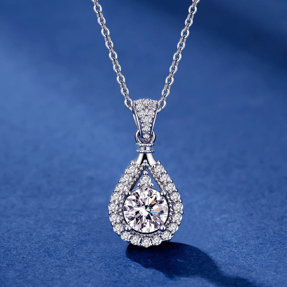 Certified 1ct. t.w.Color Grade D Moissanite Diamond Pendant Necklace